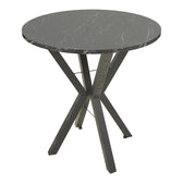 Masa rotundă cu aspect de marmură neagră Rogue, Metal, D70x72 cm