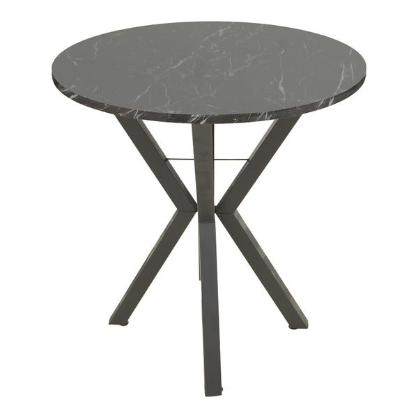 Masa rotundă cu aspect de marmură neagră Rogue, Metal, D70x72 cm