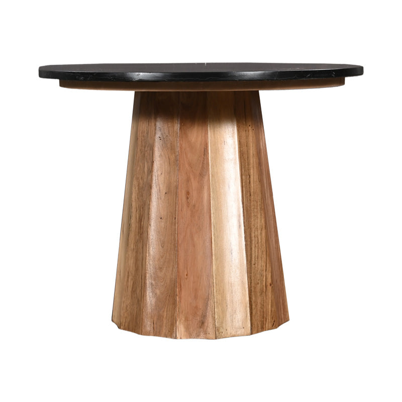 Masa rotunda cu blat din marmura negru Ezerdian, Lemn Acacia și Marmura, D120x76 cm