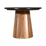 Masa rotunda cu blat din marmura negru Ezerdian, Lemn Acacia și Marmura, D120x76 cm
