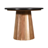 Masa rotunda cu blat din marmura negru Ezerdian, Lemn Acacia și Marmura, D120x76 cm, detaliu produs
