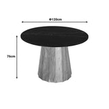 Masa rotunda cu blat din marmura negru Ezerdian, Lemn Acacia și Marmura, D120x76 cm