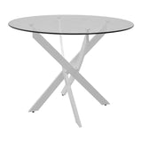 Masa Antoro cu blat din sticla, Natural, D100x75 cm - Alb