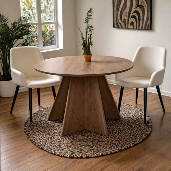 Masa rotunda cu functie extensibila Bibble, Natural - Nuc, 120x76 cm