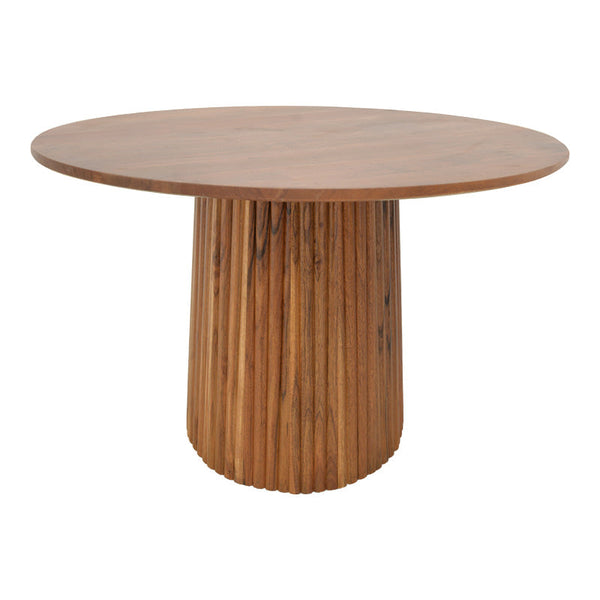 Masa rotunda din lemn masiv de acacia Tully, Lemn de Acacia, Natural - Nuc, D120x75 cm