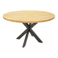 Masa rotunda din lemn de mango solid Royalty I, lemn Natural și metal negru, D130x77 cm