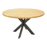 Masa rotunda din lemn de mango solid Royalty I, lemn Natural și metal, negru, D130x77 cm