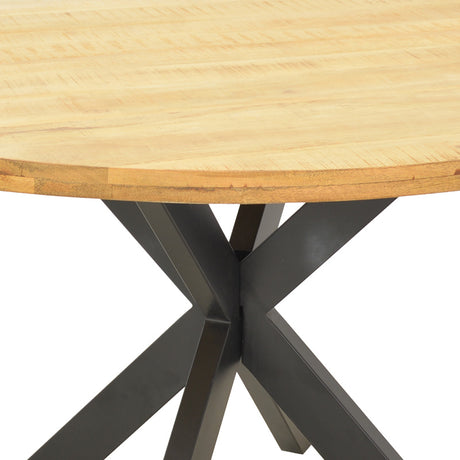 Masa rotunda din lemn de mango solid Royalty I, lemn Natural și metal, negru, D130x77 cm