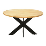 Masa rotunda din lemn de mango solid Royalty I, lemn Natural și metal, negru, D130x77 cm