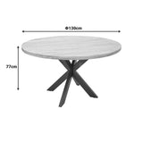 Masa rotunda din lemn de mango solid Royalty I, lemn Natural și metal, negru, D130x77 cm