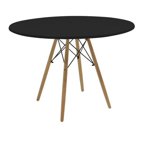 Masa rotunda Julita, alb și lemn de fag, Natural, D120x73 cm