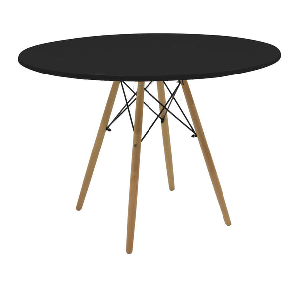 Masa rotunda Julita, alb și lemn de fag, Natural, D120x73 cm