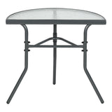 Masă semicirculară cu funcție Bion, Sticlă-metal, gri închis, 70x40x65 cm - Gri