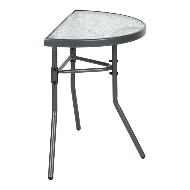 Masă semicirculară cu funcție Bion, Sticlă-metal, gri închis, 70x40x65 cm - Gri