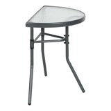 Masă semicirculară cu funcție Bion, Sticlă-metal, gri închis, 70x40x65 cm - Gri