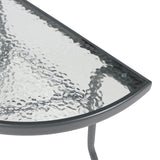 Masă semicirculară cu funcție Bion, Sticlă-metal, gri închis, 70x40x65 cm - Gri