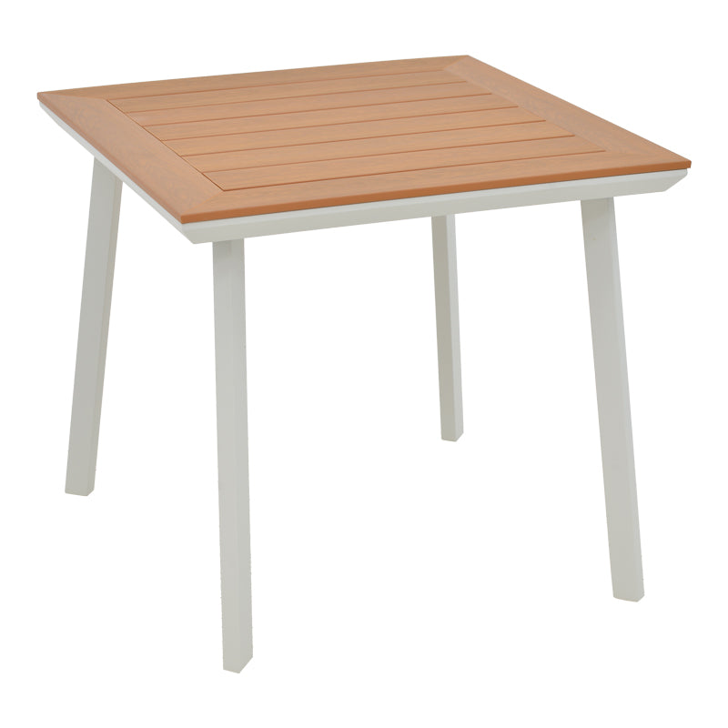 Masa Synergy aluminiu alb-placaj, Natural, 80x80x74 cm, detaliu produs