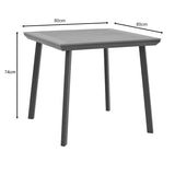 Masa Synergy aluminiu antracit-placaj, Natural, 80x80x74 cm