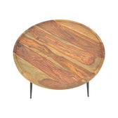 Masa Tavolo, din lemn de sheesham solid Nuc, D75x39 cm, perspectiva suplimentara