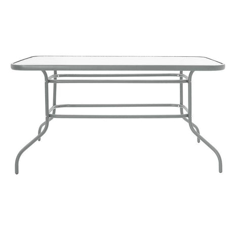 Masa Valor metal sticla, Maro - Alb, 140x80x70 cm