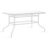 Masa Valor metal sticla, Maro - Alb, 140x80x70 cm - Alb