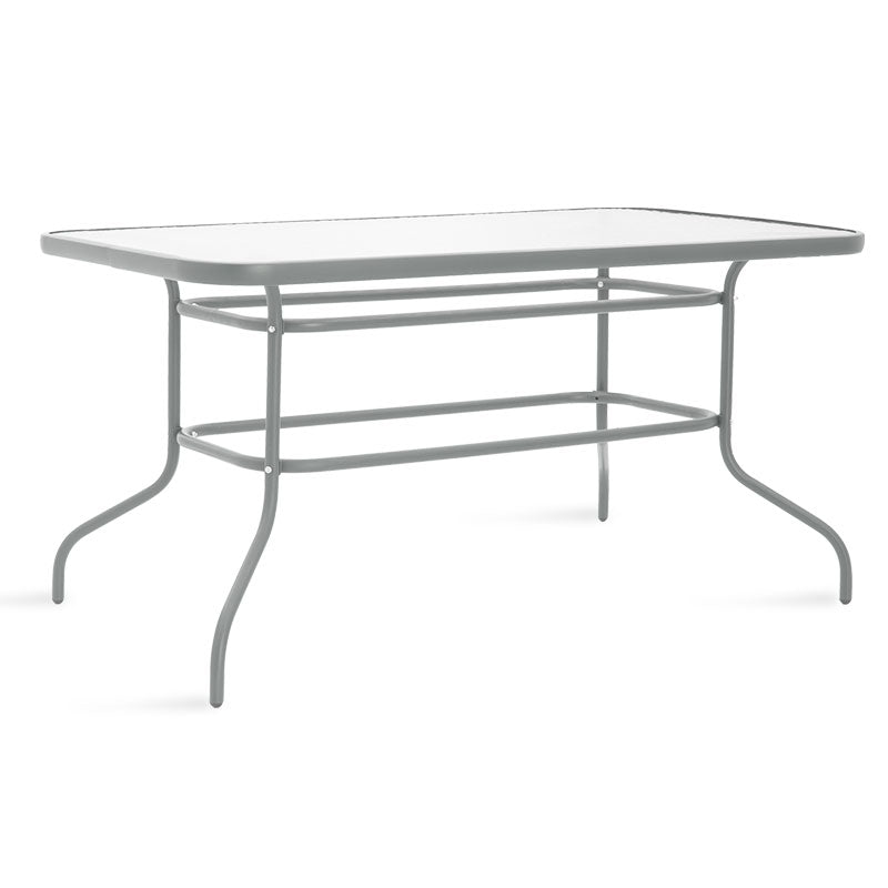 Masa Valor metal sticla, Maro - Alb, 140x80x70 cm - Gri