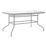 Masa Valor metal sticla, Maro - Alb, 140x80x70 cm - Gri