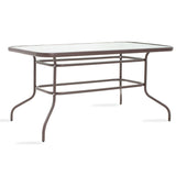 Masa Valor metal sticla, Maro - Alb, 140x80x70 cm - Maro
