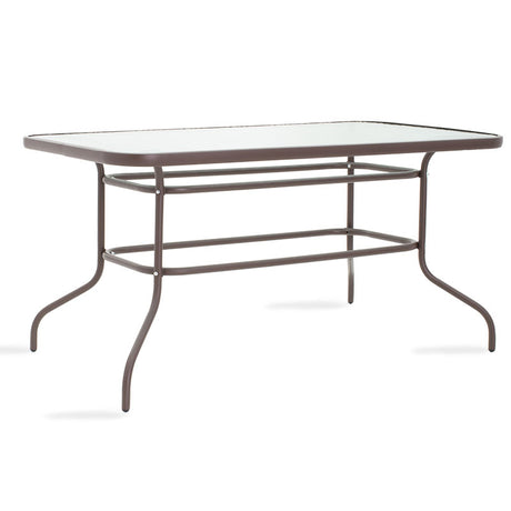 Masa Valor metal sticla, Maro - Alb, 140x80x70 cm