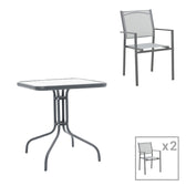 mobilier de gradina Masa Watson-Confidence set 3 metal gri 70x70x70 cm