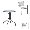 mobilier de gradina Masa Watson-Confidence Un set de 3 metal antracit D60x70 cm