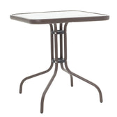 mobilier de gradina Masa Watson metal maro-sticla 70x70x70 cm
