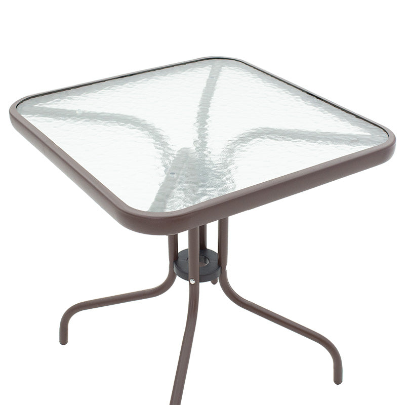 Masa Watson metal maro-sticla, 70x70x70 cm, detaliu produs
