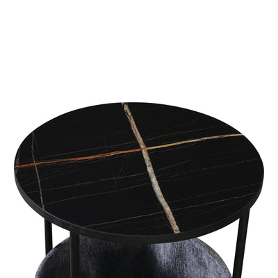 Măsuță auxiliară cu Fredami, și metal, Negru, 40x50 cm, detaliu produs