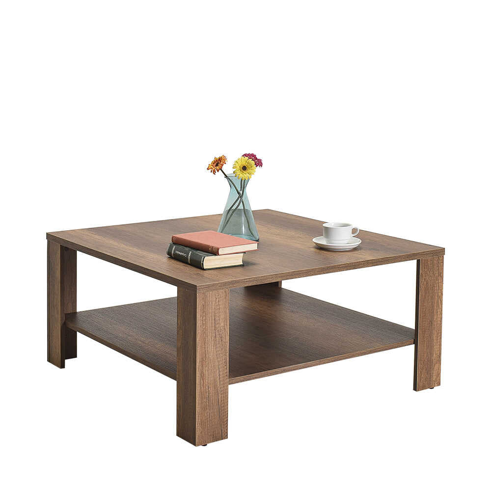 Masuta Cafea Adore New Jersey cu Raft, 90x42x90 cm - Maro