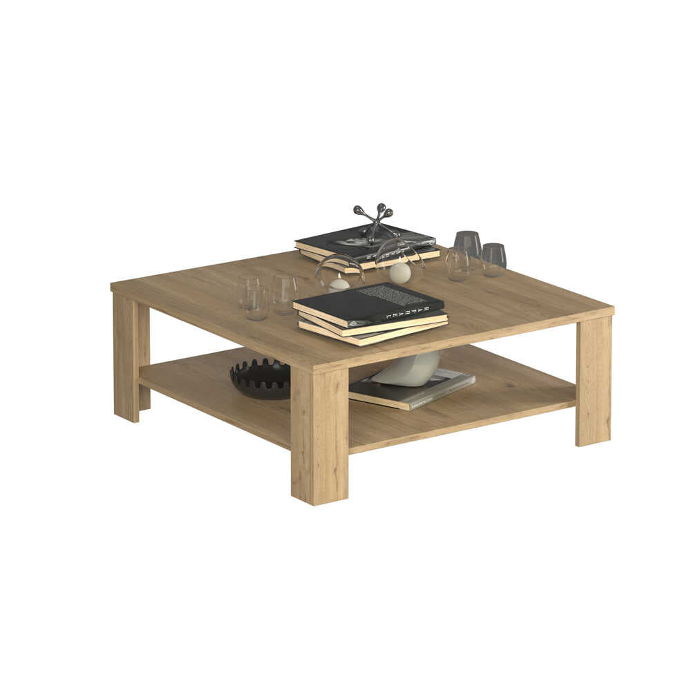 Masuta Cafea Adore New Jersey cu Raft, 90x42x90 cm - Stejar