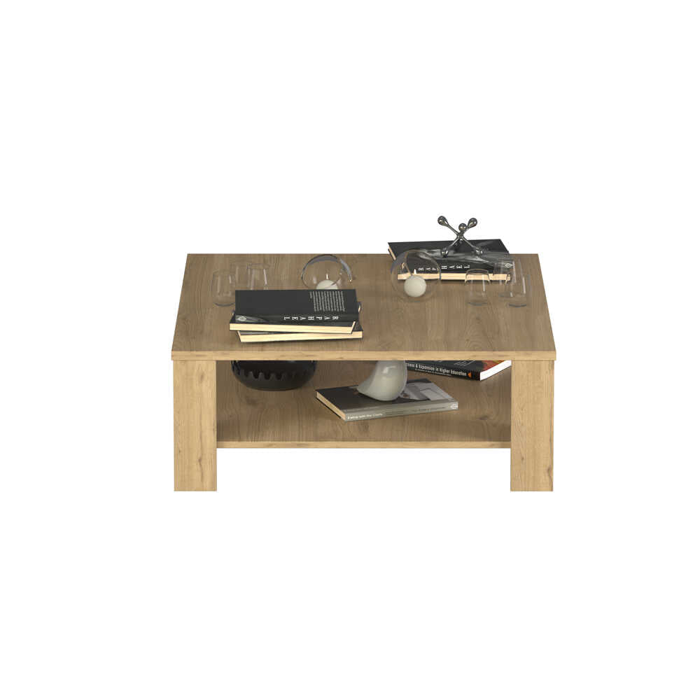 Masuta Cafea Adore New Jersey cu Raft, 90x42x90 cm - Stejar