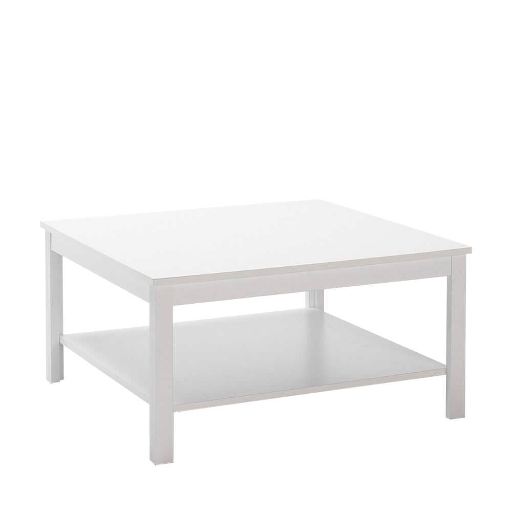 Masuta Cafea Adore Rustic cu Raft, Alb, 80x40x80 cm