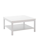 Masuta Cafea Adore Rustic cu Raft, Alb, 80x40x80 cm