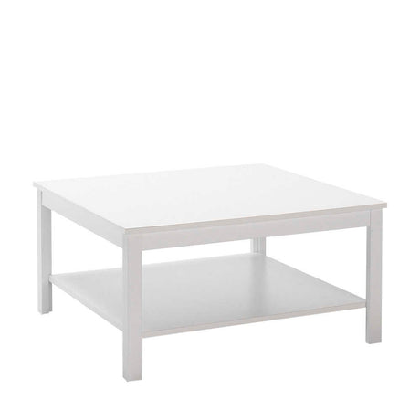 Masuta Cafea Adore Rustic cu Raft, Alb, 80x40x80 cm