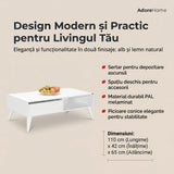 Masuta Cafea cu sertar Adore Living, Alb - Lemn Natural, 110 x 42 x 65 Cm - Alb