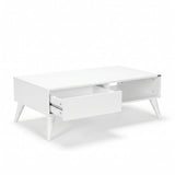 Masuta Cafea cu sertar Adore Living, Alb - Lemn Natural, 110 x 42 x 65 Cm - Alb