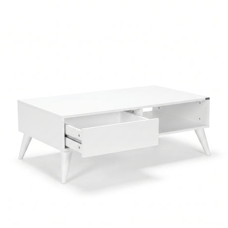 Masuta Cafea cu sertar Adore Living, Alb - Lemn Natural, 110 x 42 x 65 Cm