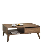 Masuta Cafea cu sertar Adore Living, Alb - Maro - Natur, 110x42x65 cm - Maro