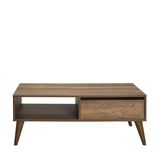 Masuta Cafea cu sertar Adore Living, Alb - Maro - Natur, 110x42x65 cm - Maro