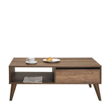 Masuta Cafea cu sertar Adore Living, Alb - Maro - Natur, 110x42x65 cm - Maro