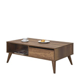 Masuta Cafea cu sertar Adore Living, Alb - Maro - Natur, 110x42x65 cm - Maro