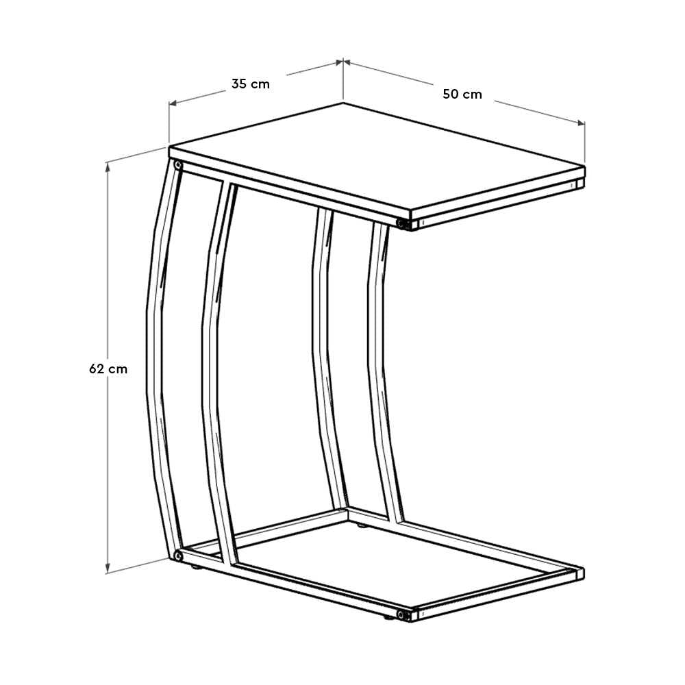 Masuta Cafea Laterala Adore C shape, 50x62x35 cm - Natur