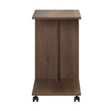 Masuta Cafea Laterala Adore C shape cu roti, Alb - Nuc - Stejar - Mov, 35x65x45 cm - Nuc