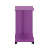 Masuta Cafea Laterala Adore C shape cu roti, Alb - Nuc - Stejar - Mov, 35x65x45 cm - Mov